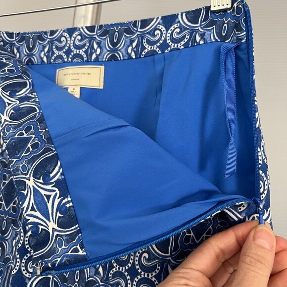 Anthropologie Moulinette Souers Blue Floral Paisley Midi Pencil Skirt Sz 0 - Picture 5 of 11